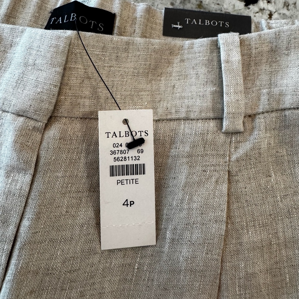 Talbots Linen Cropped Ankle Pants in‎ Light Taupe - Picture 8 of 10